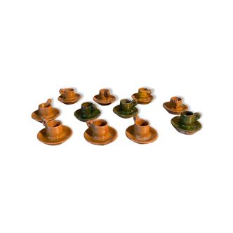 11 candle holders in glazed ceramic Provence
