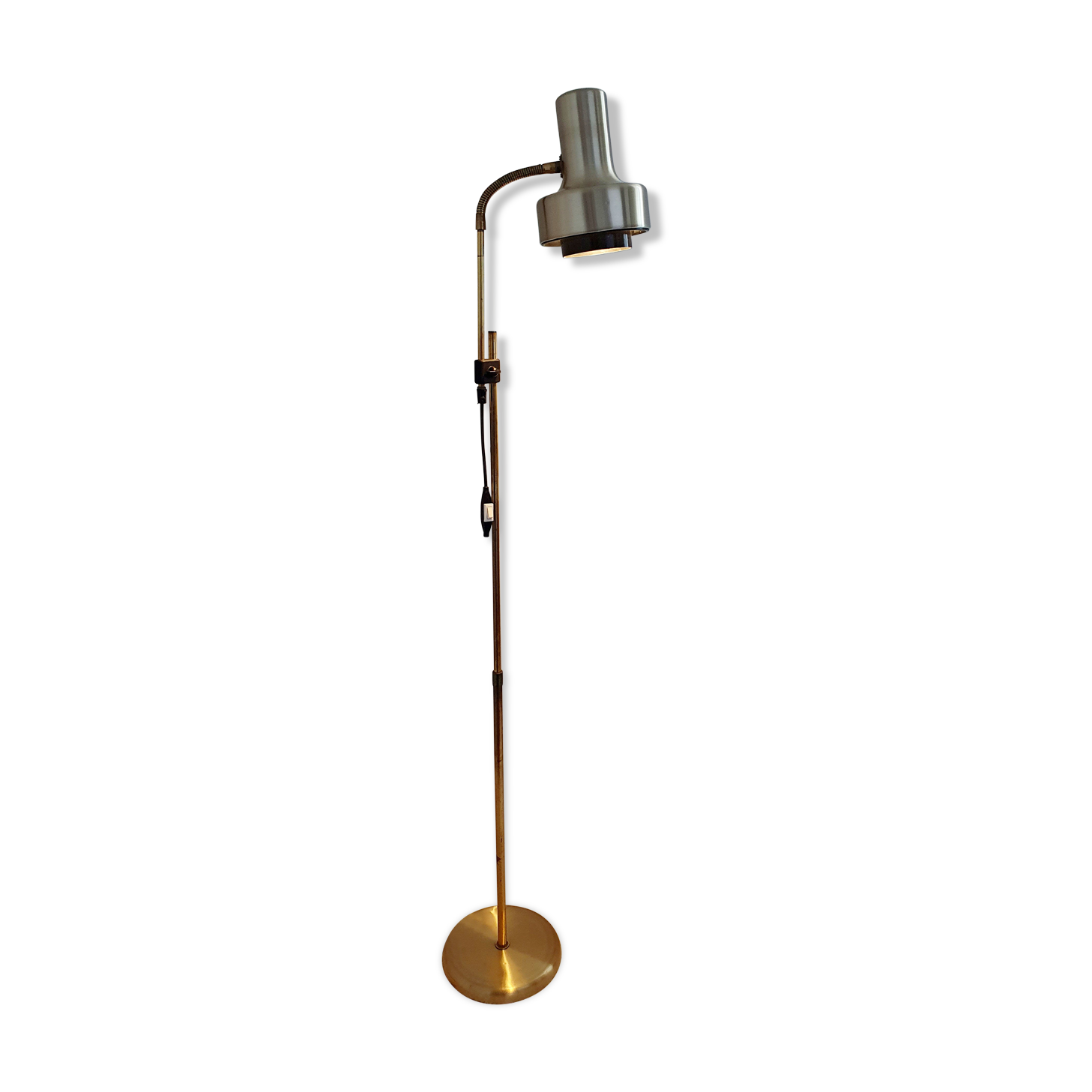 Scandinavian floor lamp gilded and black, 1970