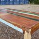 Table à manger en teck polychrome pour 8 à 10 pers