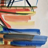 Watercolor/drawing on thick paper signed abadie