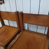 4 elm and leather chairs 1950