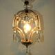 French vintage single light metal glass & acrylic crystal cage chandelier 3152