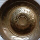 Antique brass alms dish, 17th century