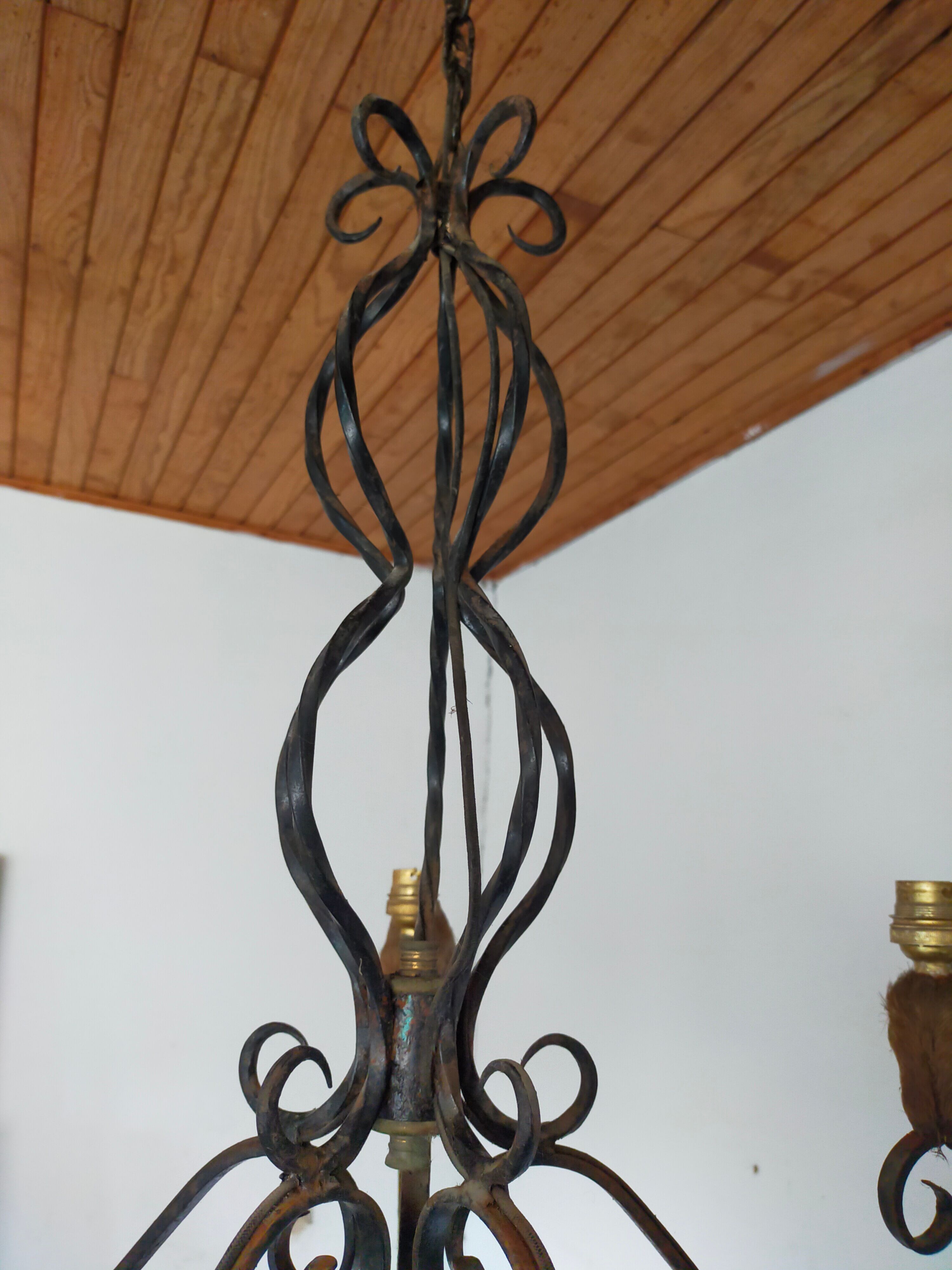 Wrought iron hunter chandelier