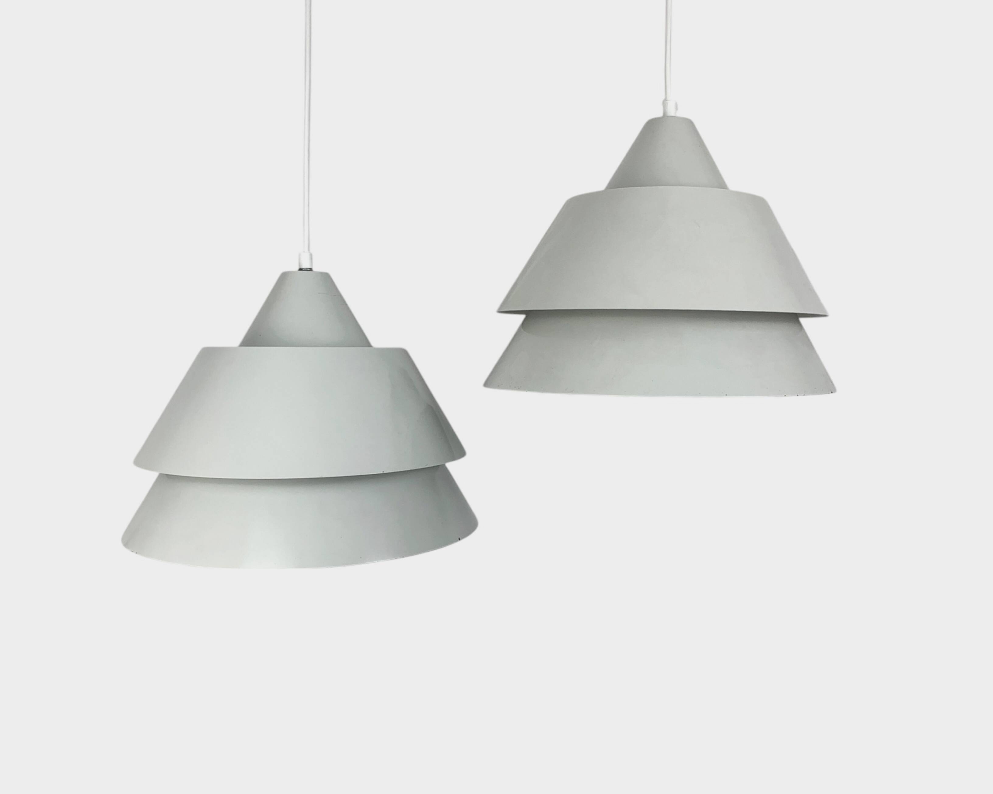 Pair of Zone Pendant Lights in gray, Jo Hammerborg for Fog & Mørup, 1960s