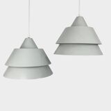 Pair of Zone Pendant Lights in gray, Jo Hammerborg for Fog & Mørup, 1960s
