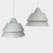 Pair of Zone Pendant Lights in gray, Jo Hammerborg for Fog & Mørup, 1960s