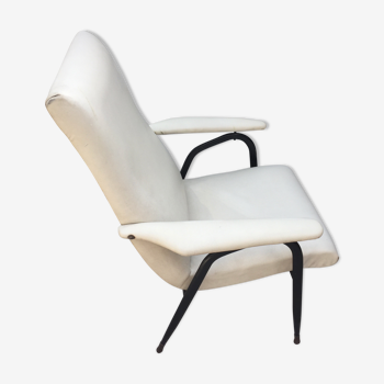 Fauteuil en skaï blanc 1960