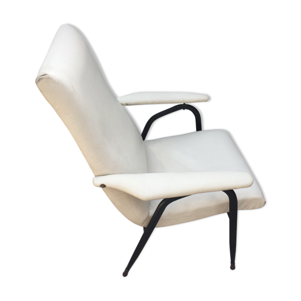 Fauteuil en skaï blanc 1960