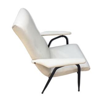 Fauteuil en skaï blanc 1960