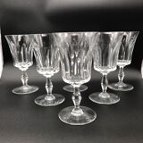 6 baccarat crystal wine glasses signed Polignac model
