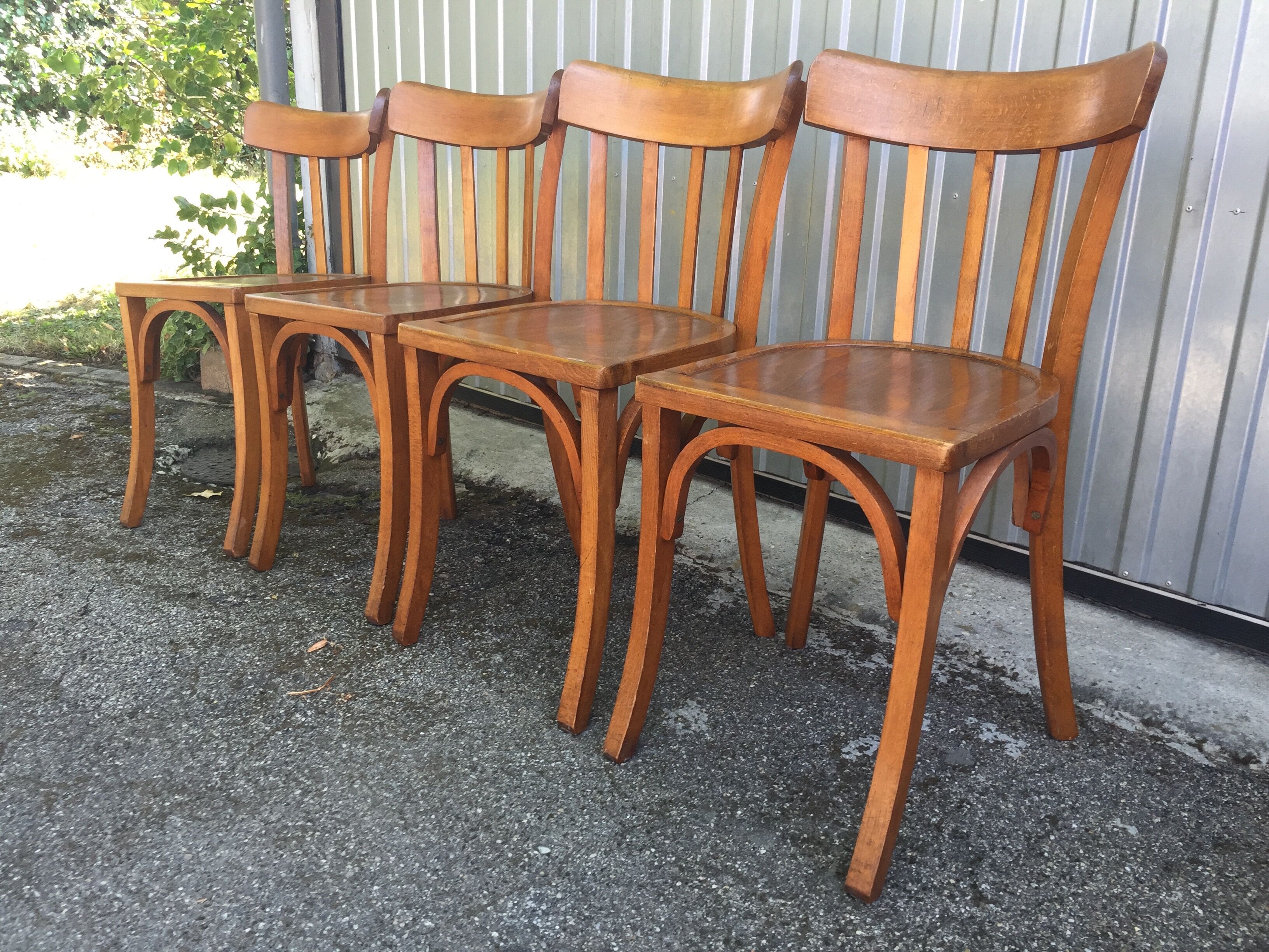 Lot de 4 chaises de bistrot Baumann vintage 1940