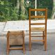 Set of 6 brutalist style chairs in solid pine and woven straw from the 1970s.