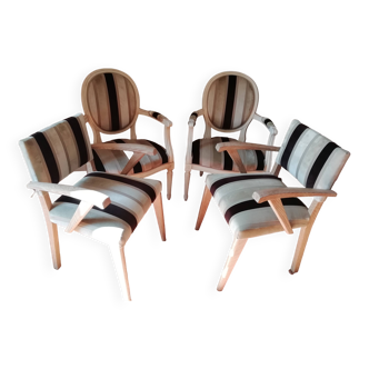 Ensemble cabriolets et chaises bras