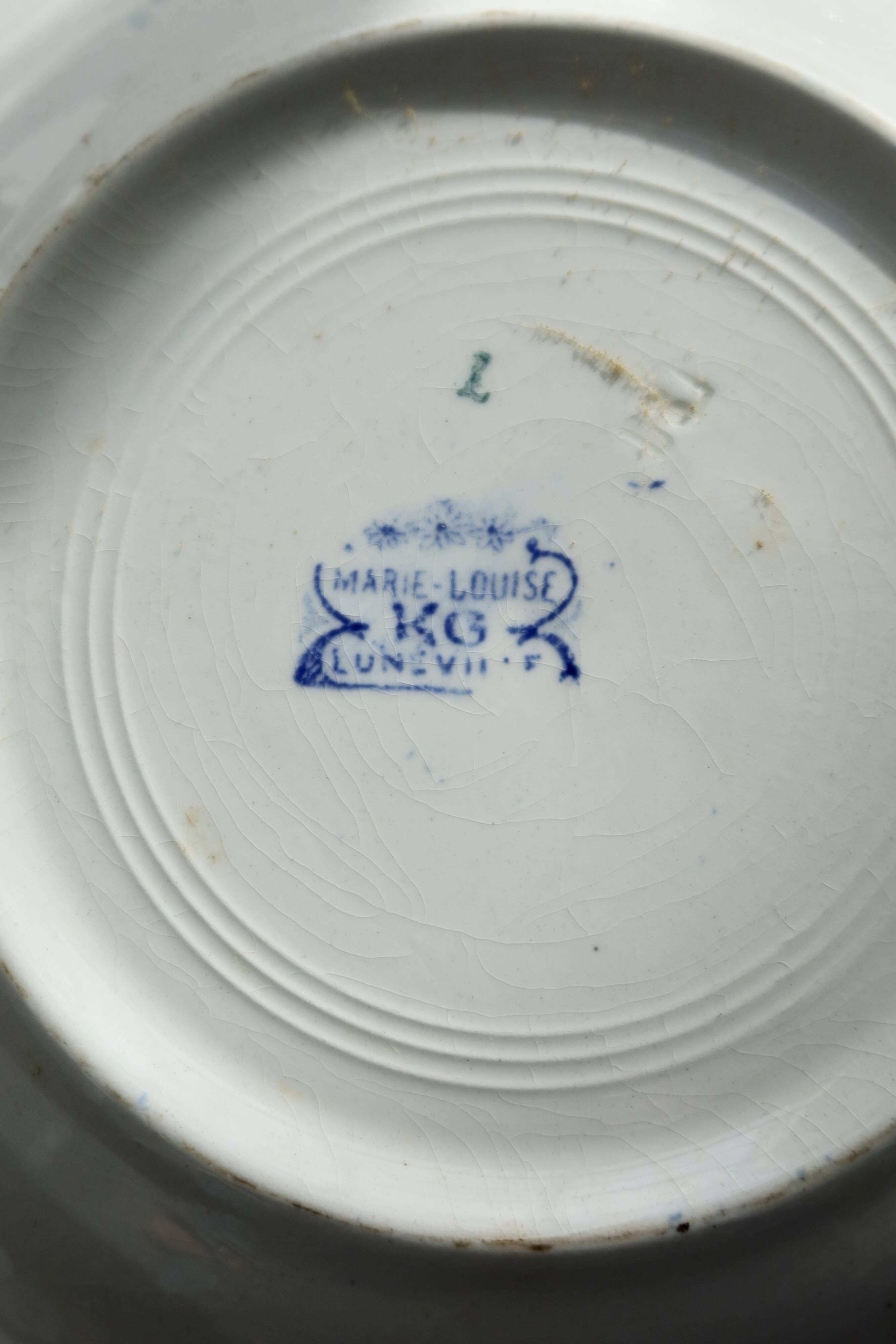 6 vintage Lunéville ironstone soup plates - Marie-Louise pattern