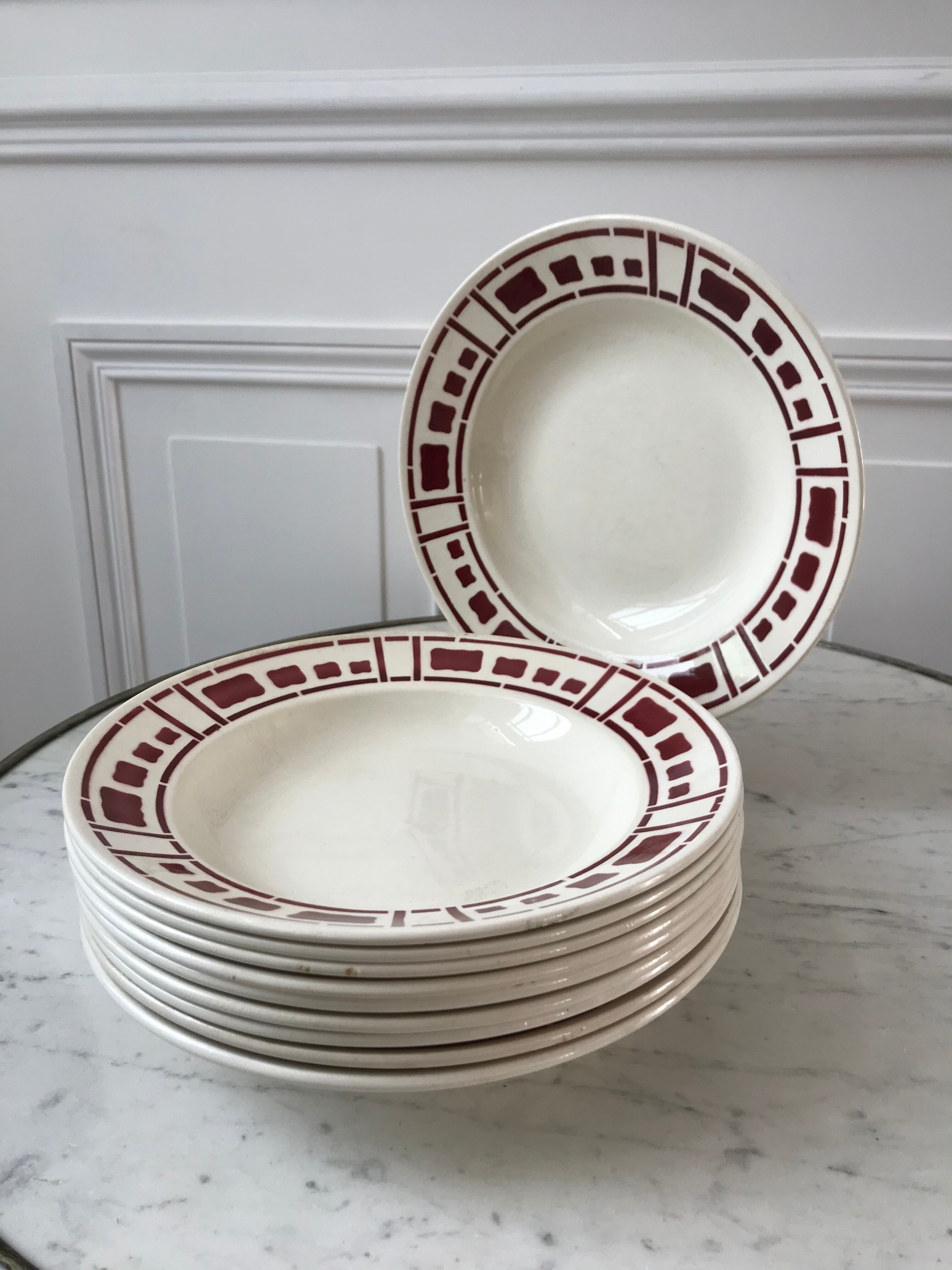 Lot de 6 assiettes creuses badonviller modèle barbizon années 30