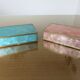 Pink mother-of-pearl and brass box 70s