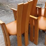 4 fauteuils de table design bois et cuir