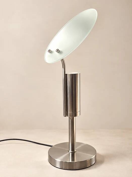 Adjustable frosted glass disc table lamp, France 1990s