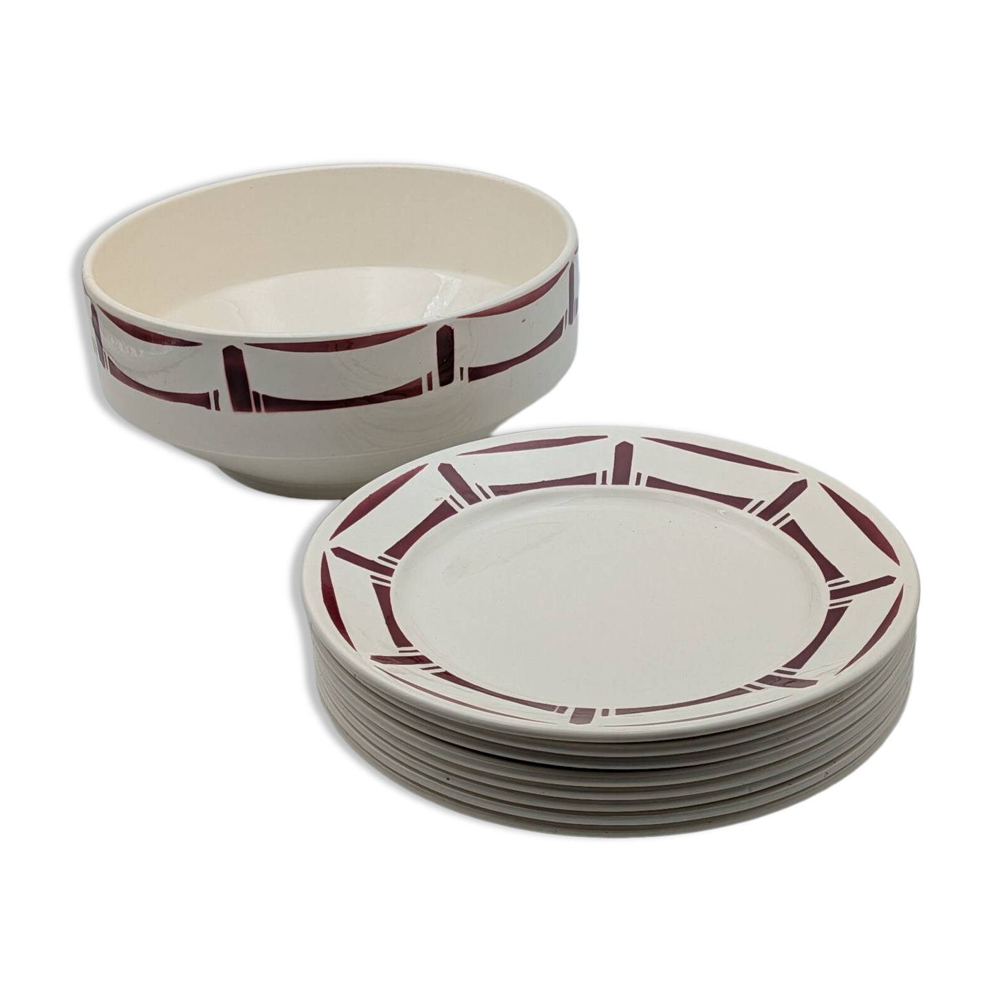 "France Louise" table service – Bordeaux geometric decor