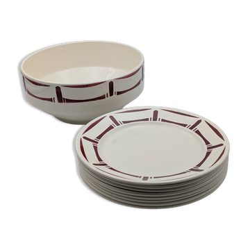 "France Louise" table service – Bordeaux geometric decor