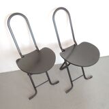 Pair of brown Dafné chairs Gastone Thema 70s