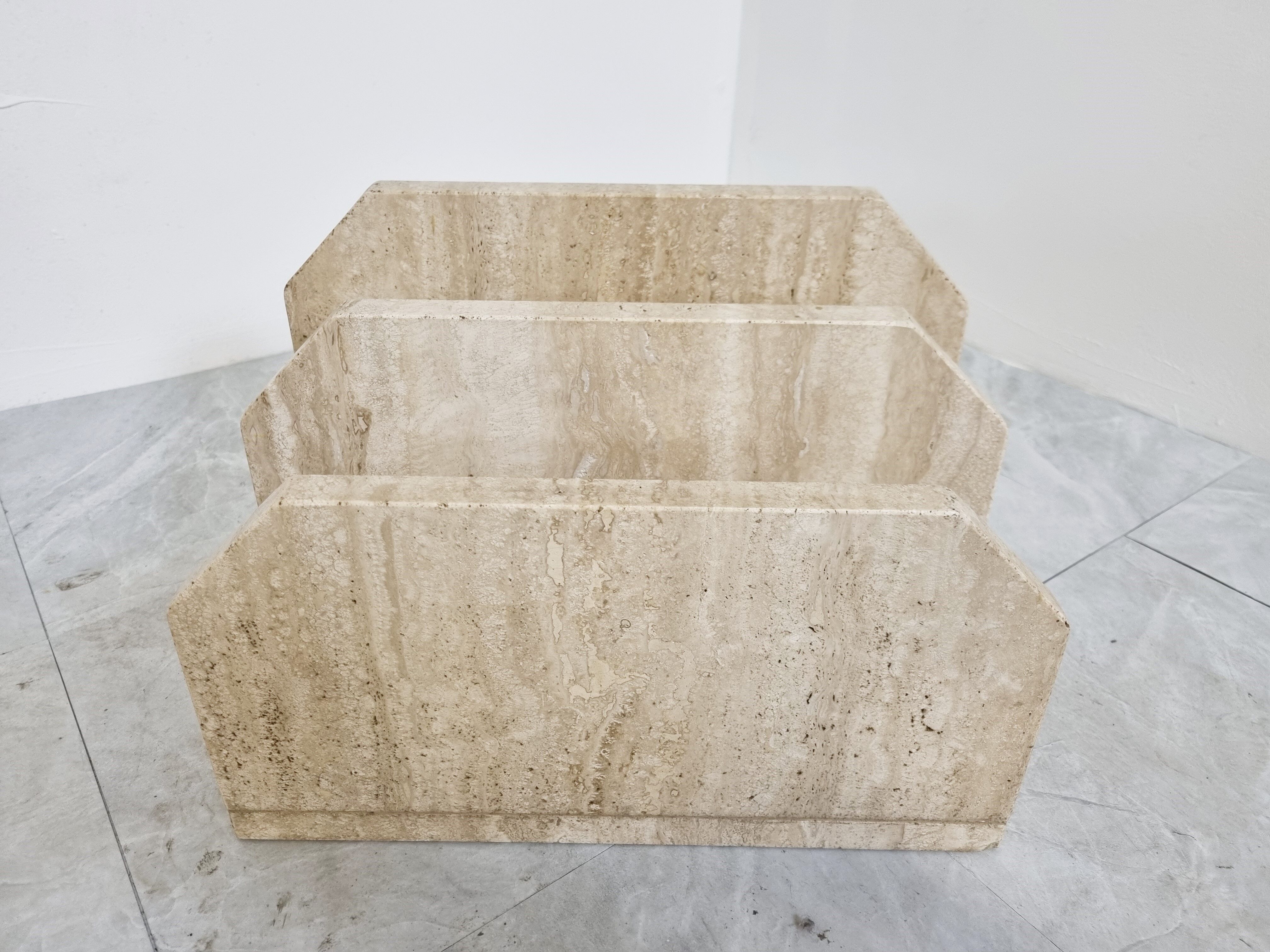Vintage travertine magazine holder, 1970s
