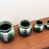 Set of 4 flamed ceramic pots