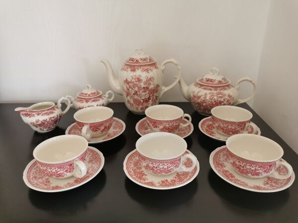 Service à café et thé ancien rouge Villeroy & Boch Saar Allemagne
