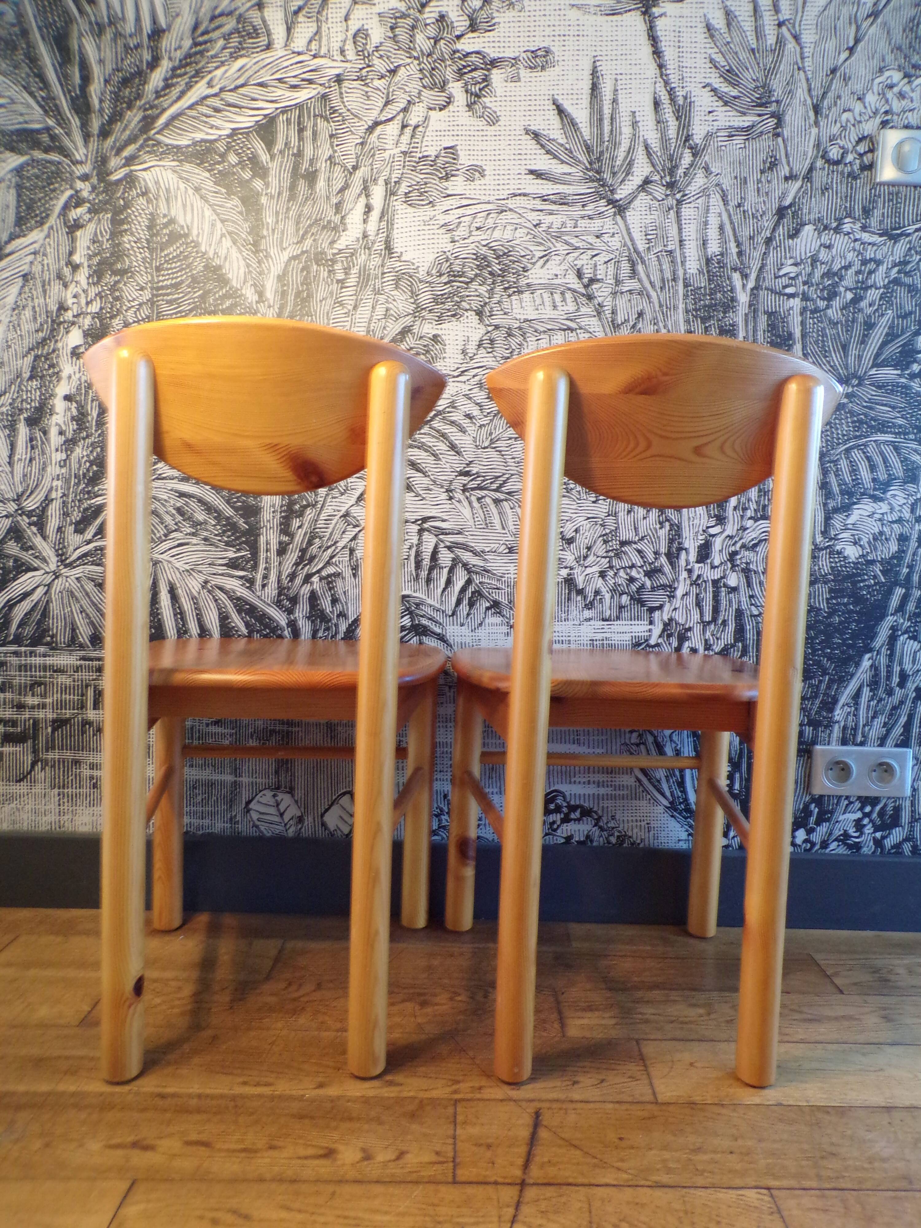 Pair of Rainer Daumiler pine chairs