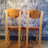 Pair of Rainer Daumiler pine chairs