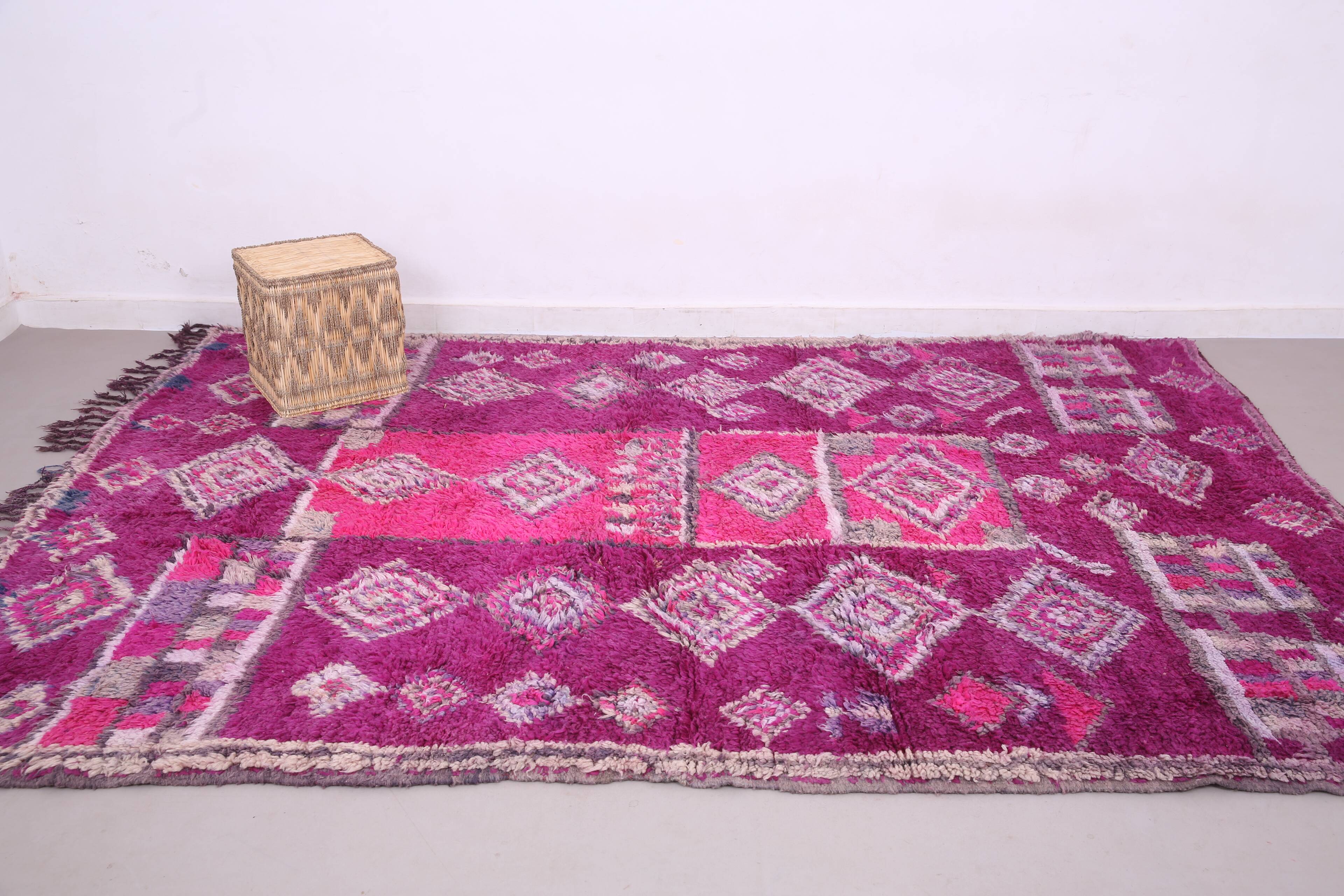 Purple vintage moroccan rug 228 x 317 cm - Handmade Berber Wool Rug