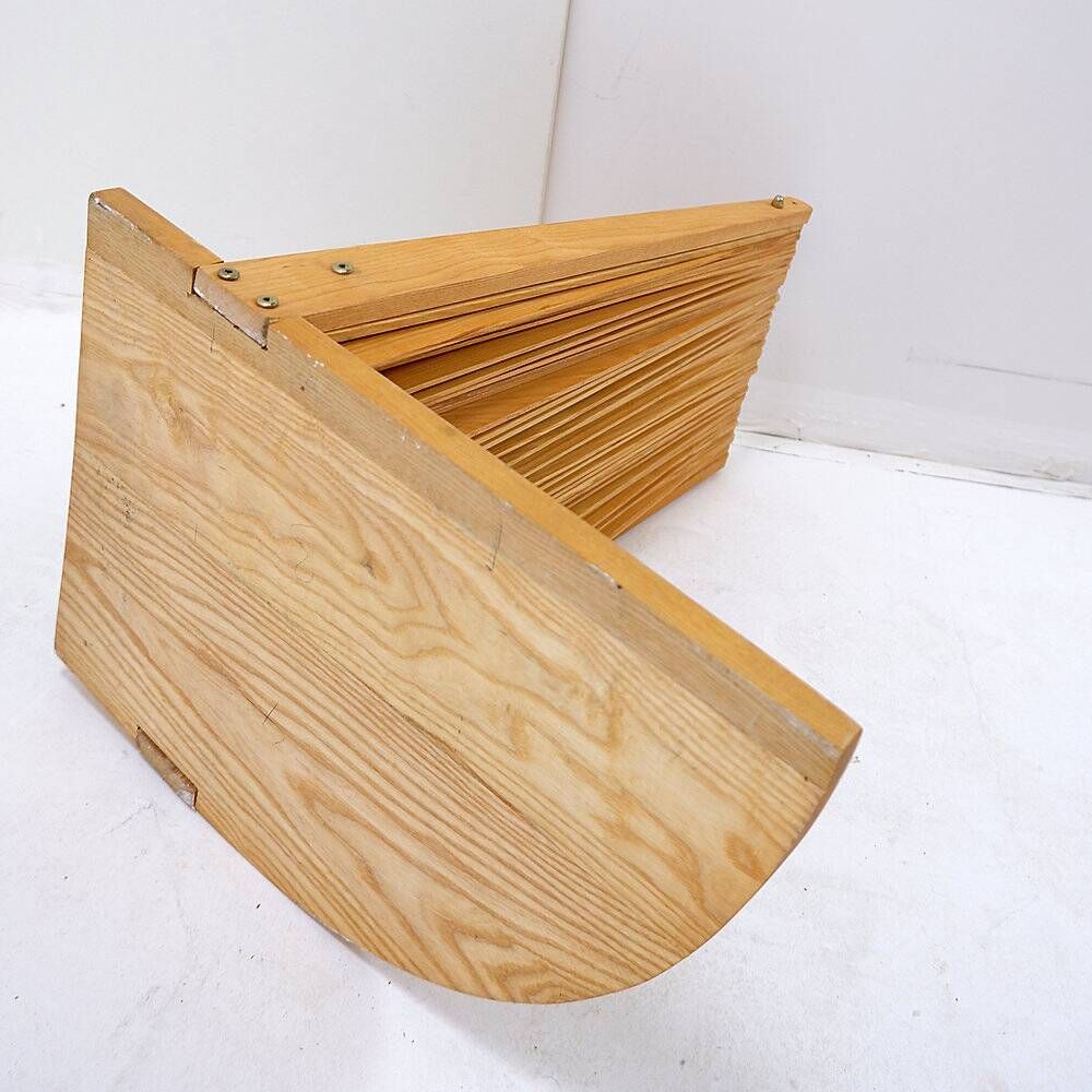 Pine folding screen in the shape of a fan, modern style, France, 1970s - Ø 113cm