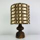 Temde Leuchten brutalist lamp, wood and wool from the 1960s.