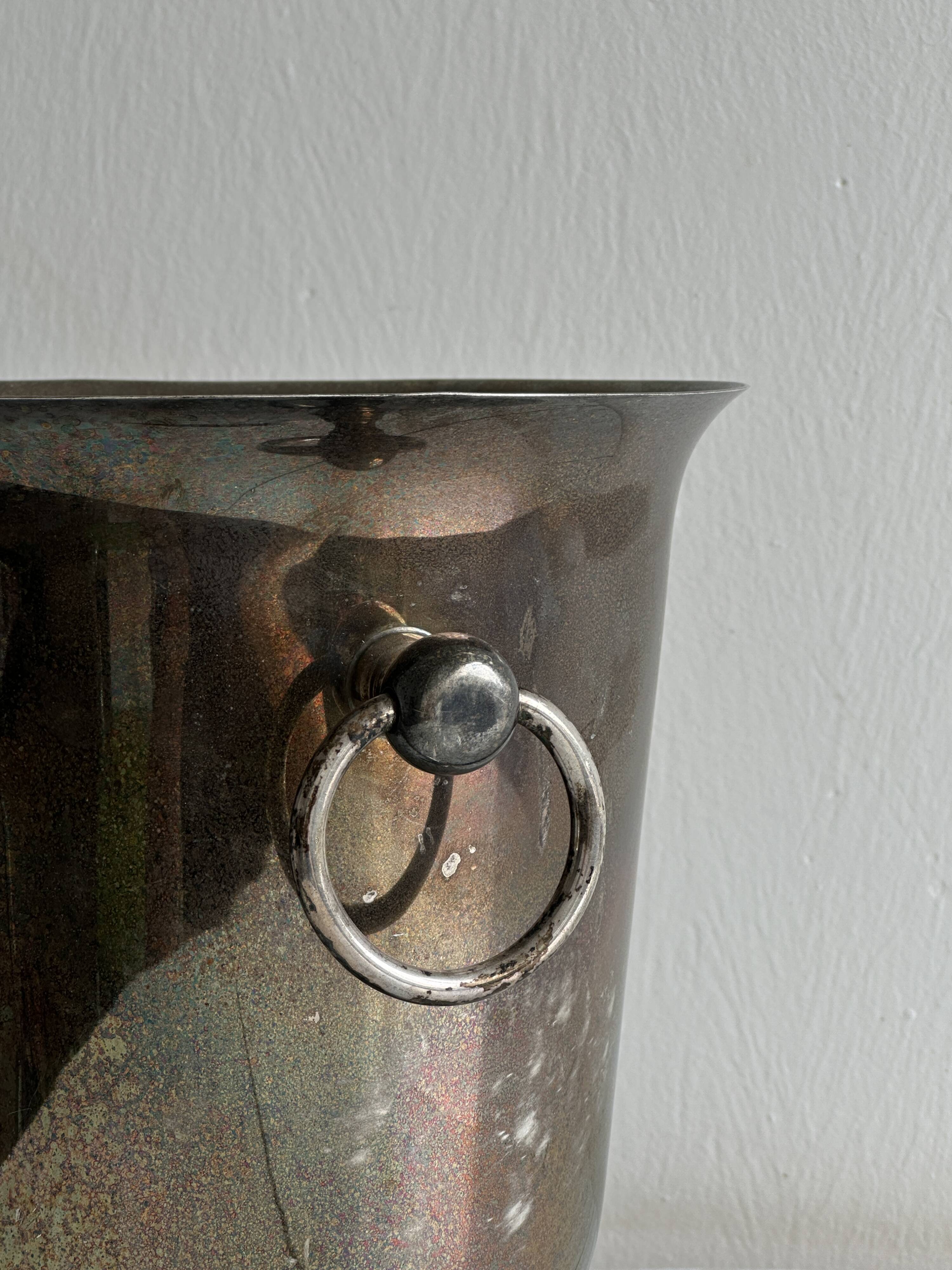 Antique patinated, hallmarked champagne bucket