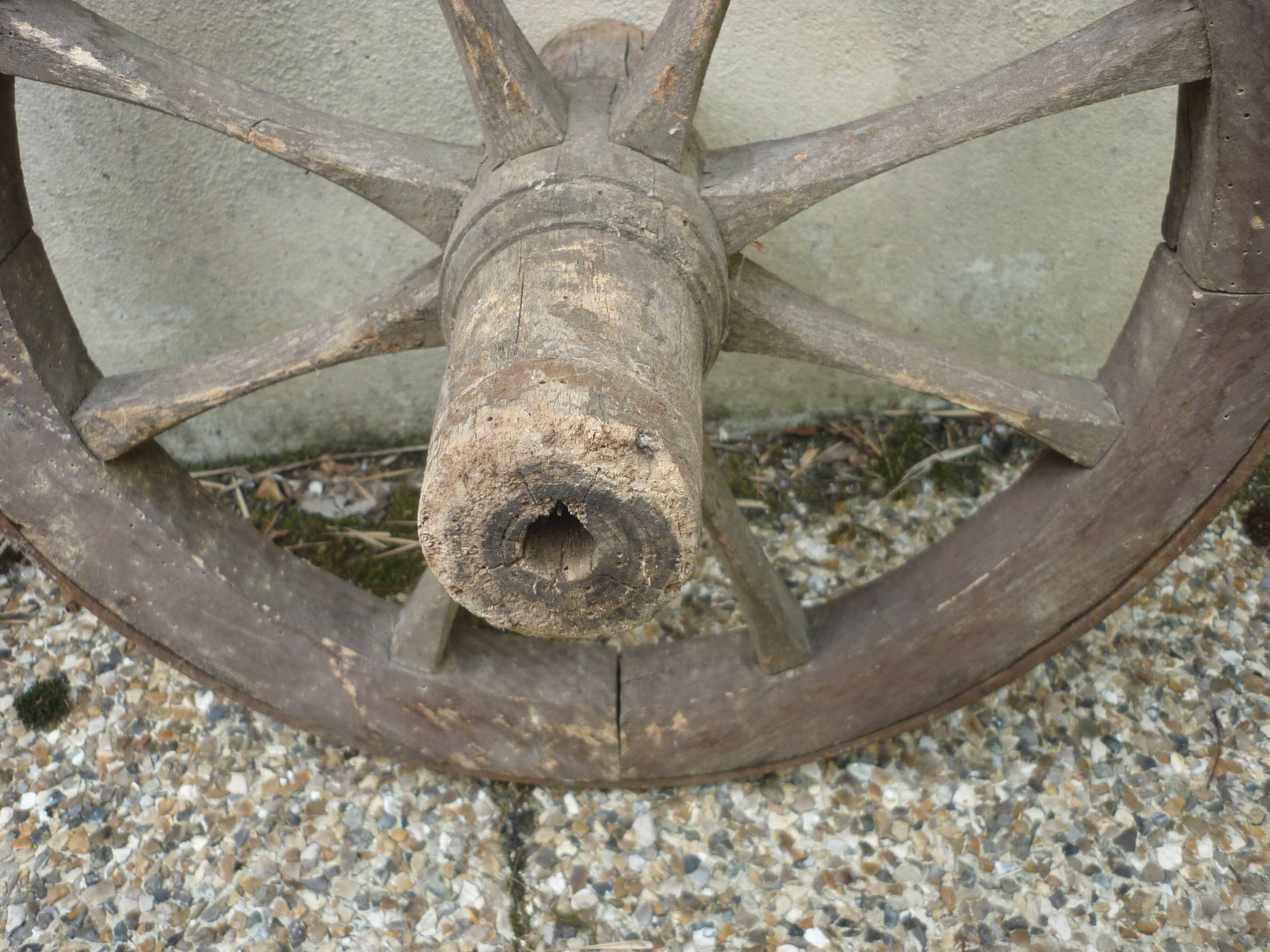 Old wooden cart wheel