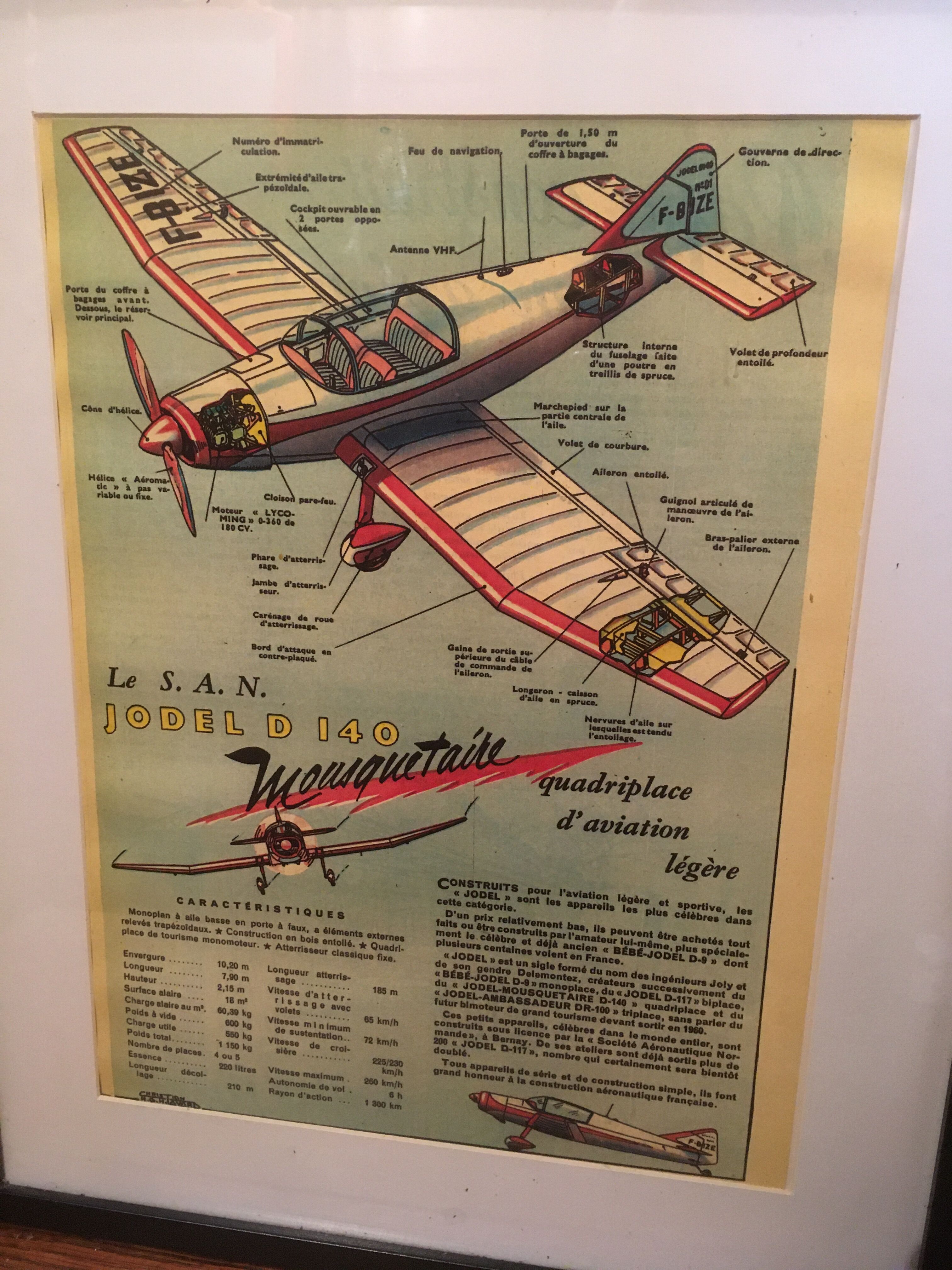 Aircraft Jodel D140 framed