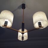 Arlus brass and perspex chandelier 1950