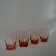 Set of 4 pink art deco water glasses from the 1930s