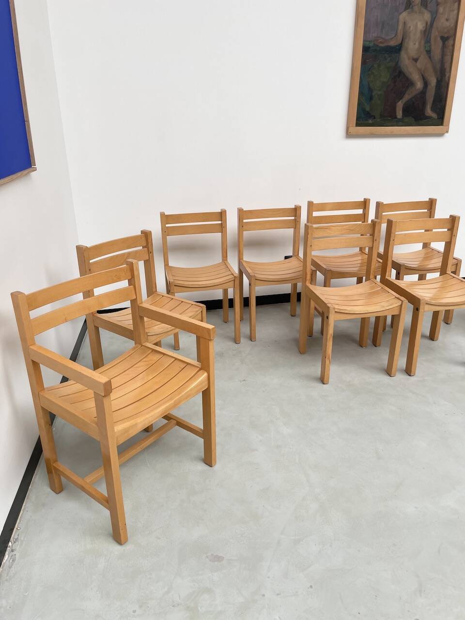 Beech chairs from the 1980s, Sornay.