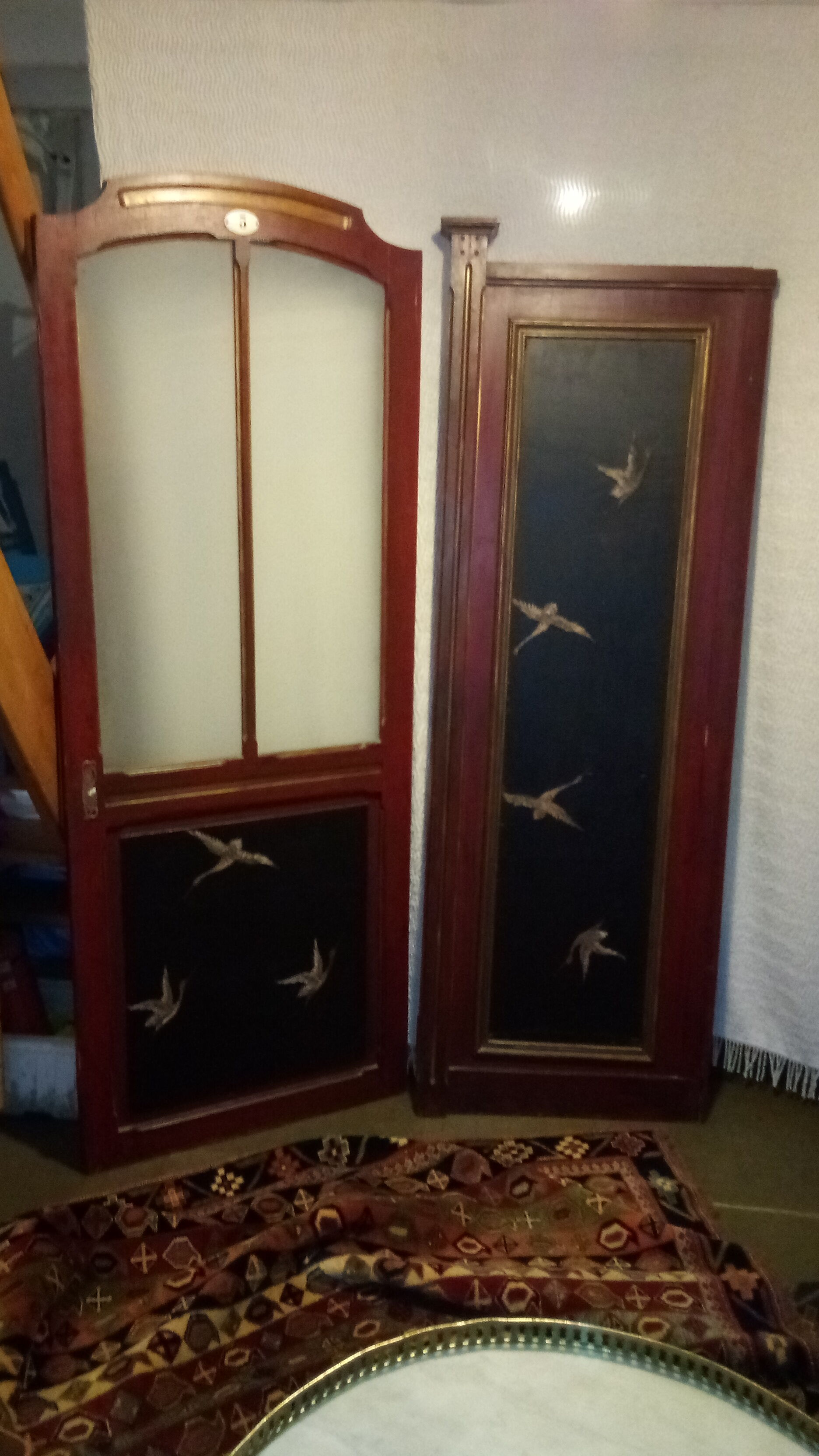 art nouveau smoking cabinet door set