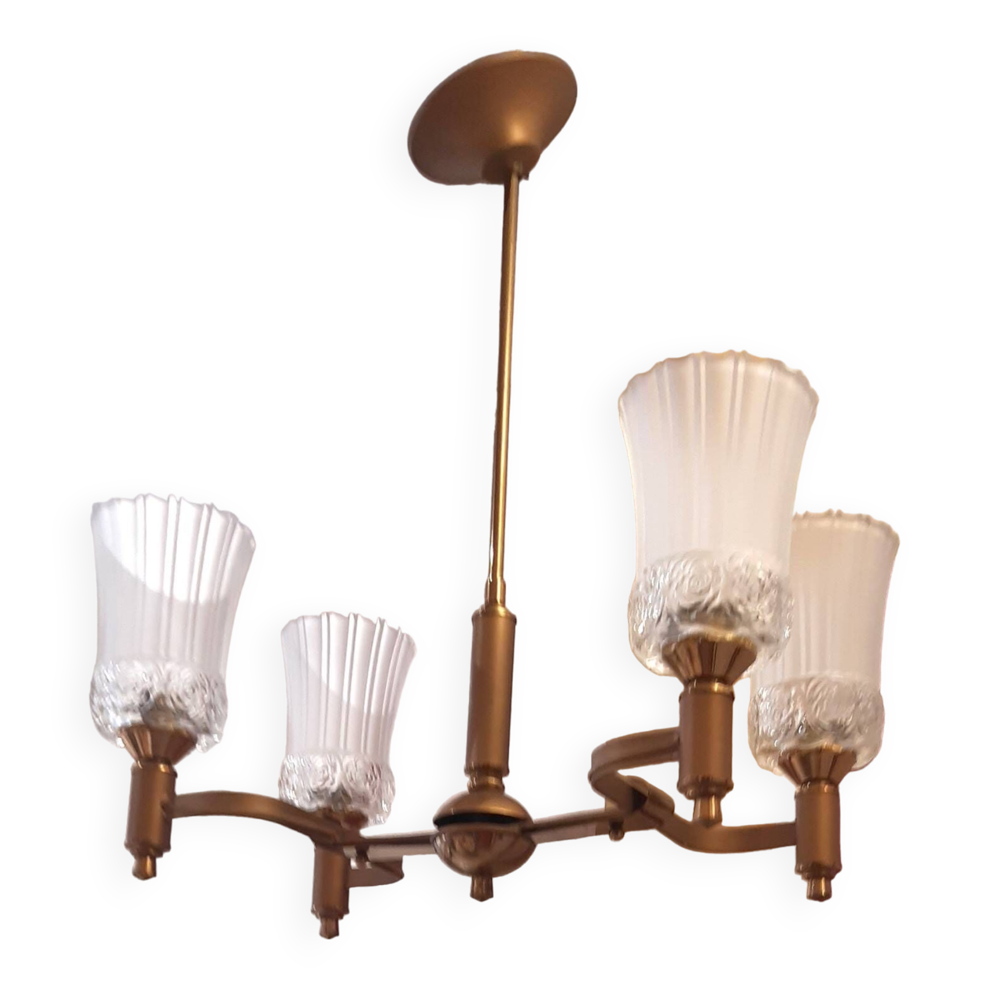 Antique brass chandelier with 4 branches