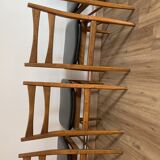 Series of 4 wooden & imitation leather chairs