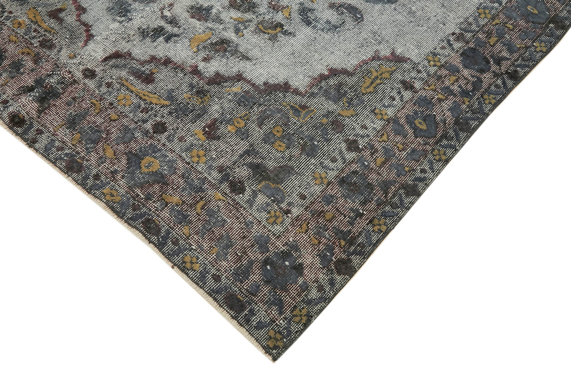 Handmade distressed oriental 1980s 169 cm x 263 cm grey rug