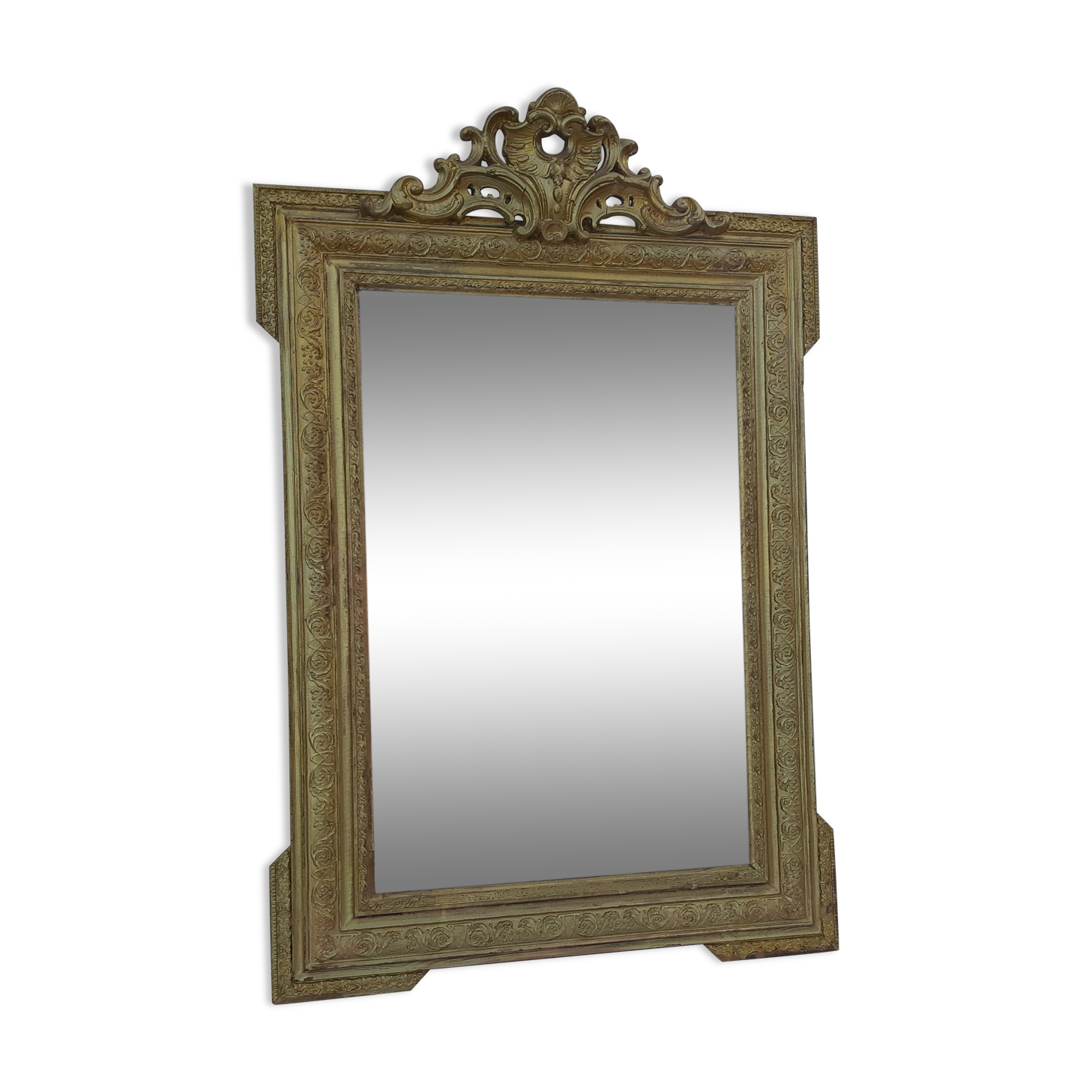Mirror 19th wood and gilded stuk