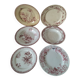 6 assiettes anciennes terre de fer rose dépareillées