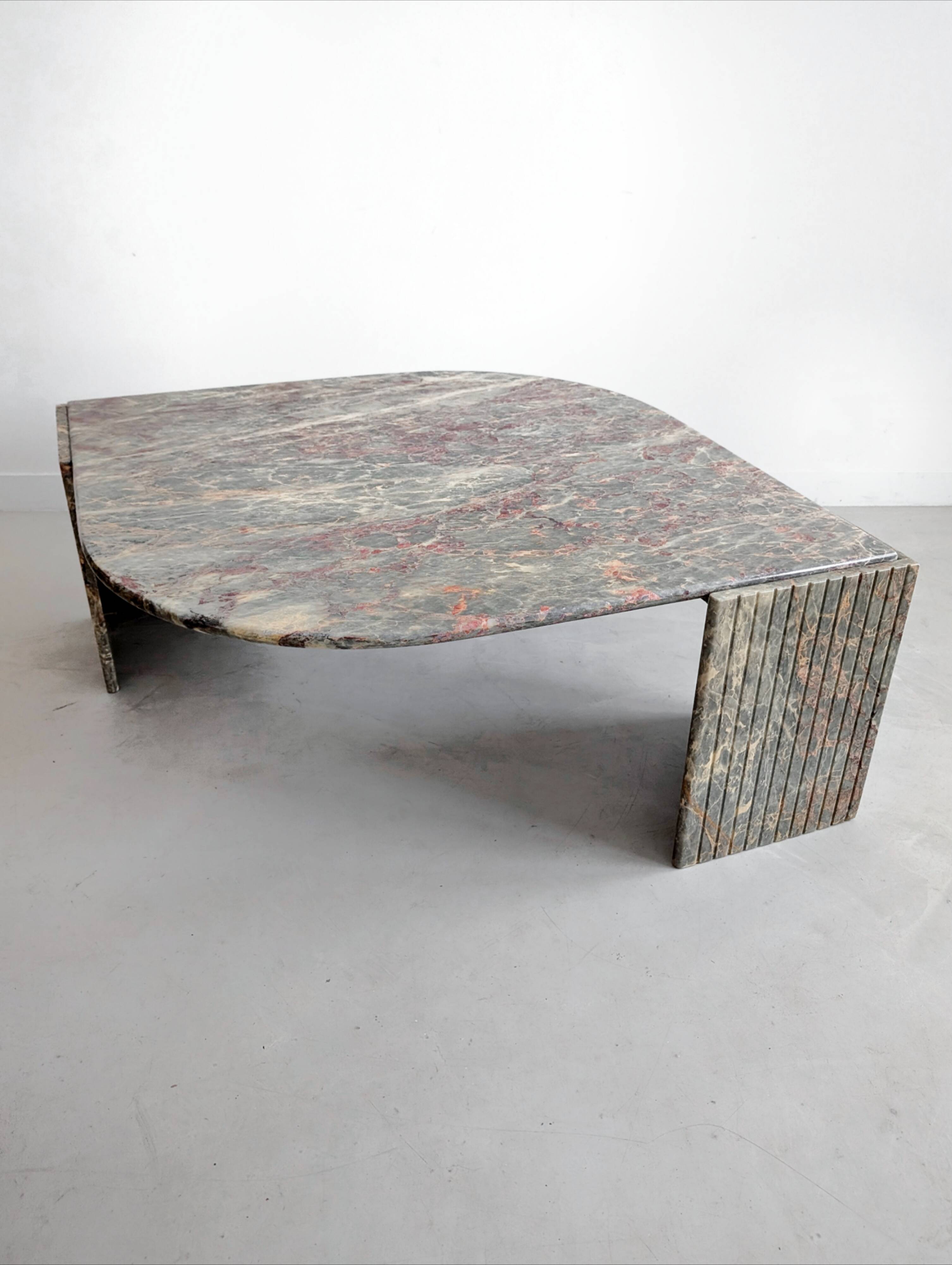 Italian Marble Eye Shaped Coffee Table 1970s