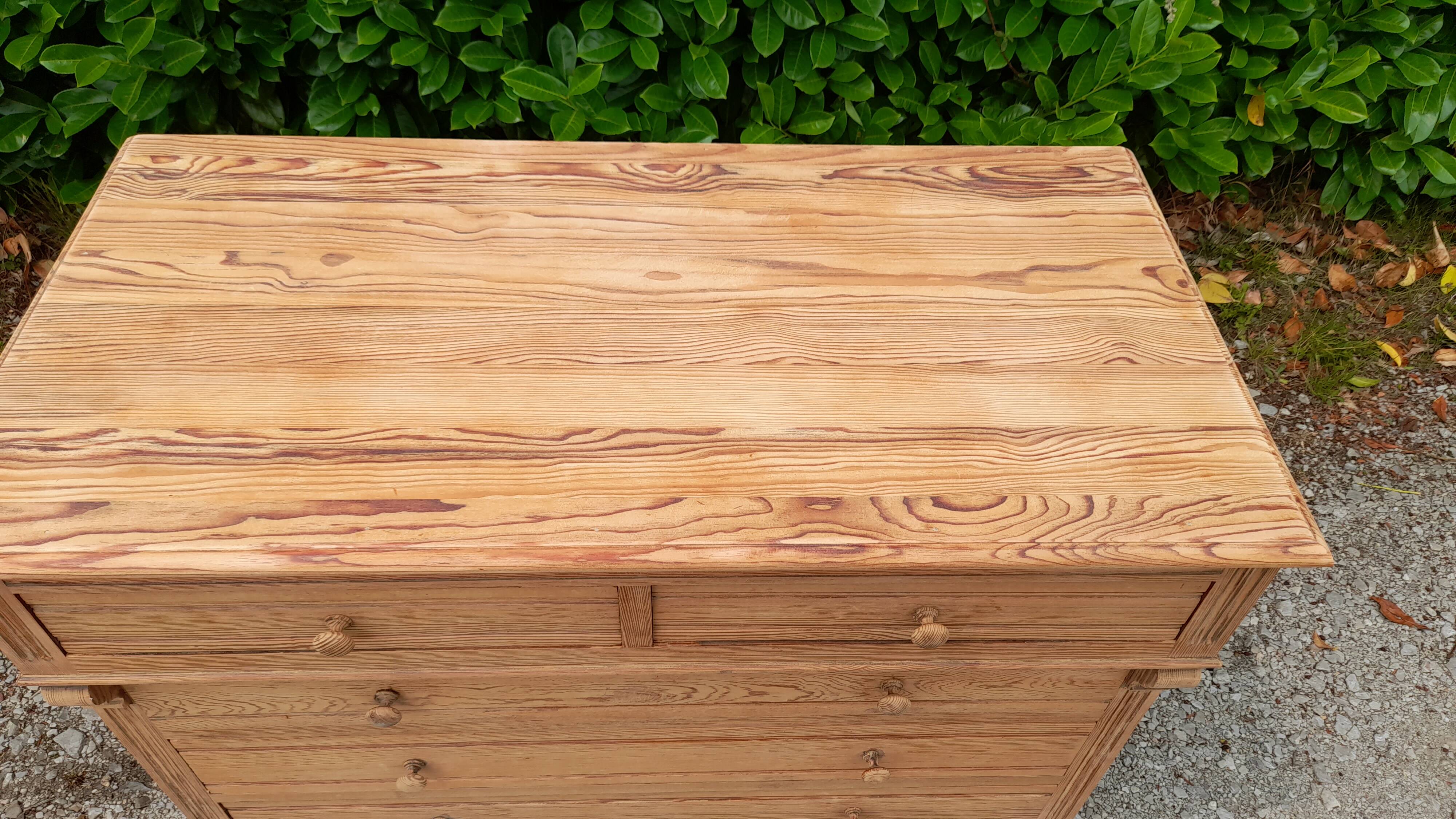 Napoleon III chest of 5 drawers, old pichepin, raw wood