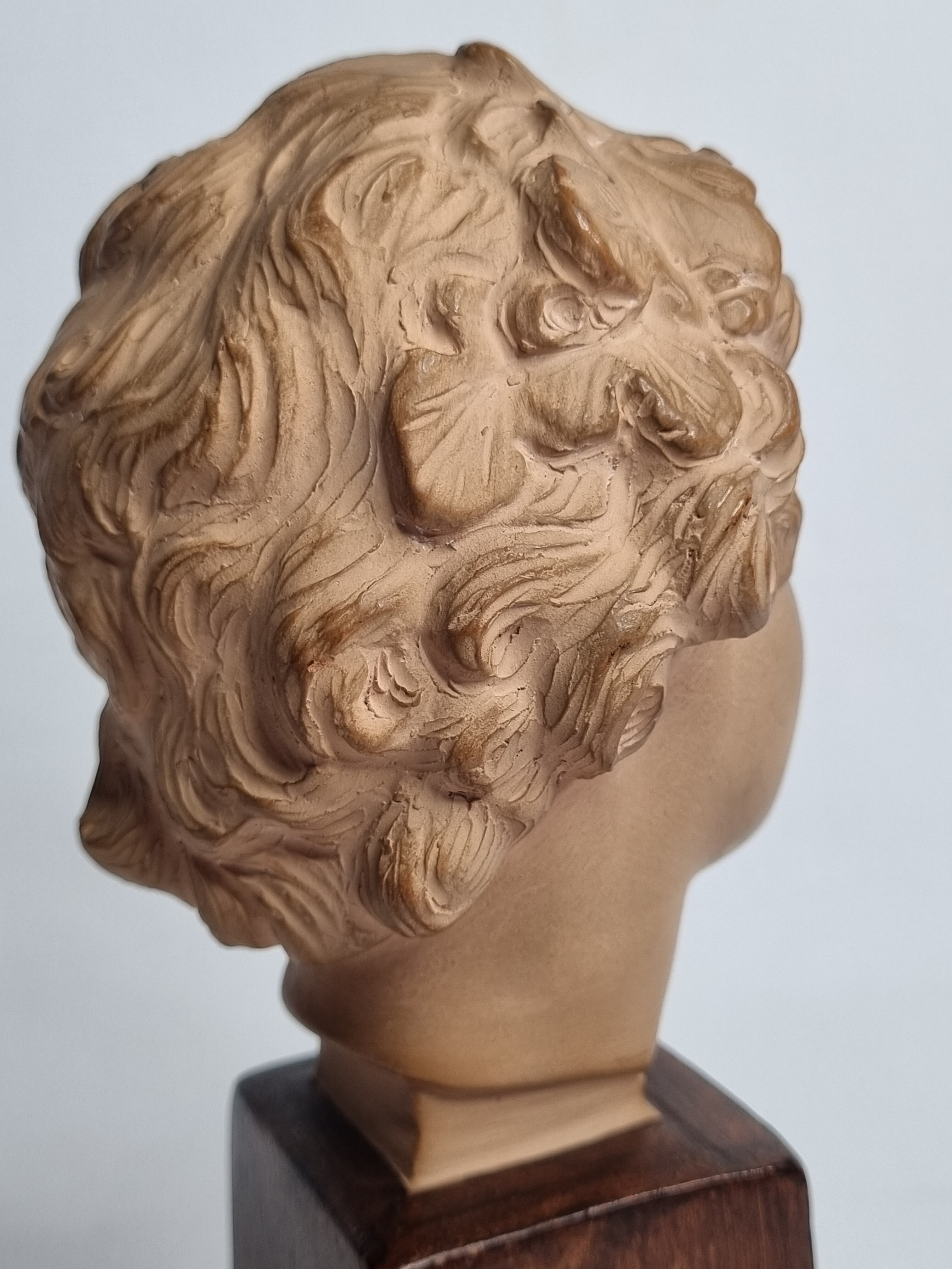 Bust of Bacchus child in patinated terracotta, 21 cm