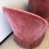 Pair of vintage pink velvet toad chair